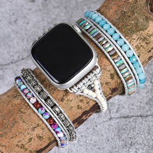 Natural Stone 5 Strand Boho Smart watch Band Bracelet for Apple Watch 38 40 41mm